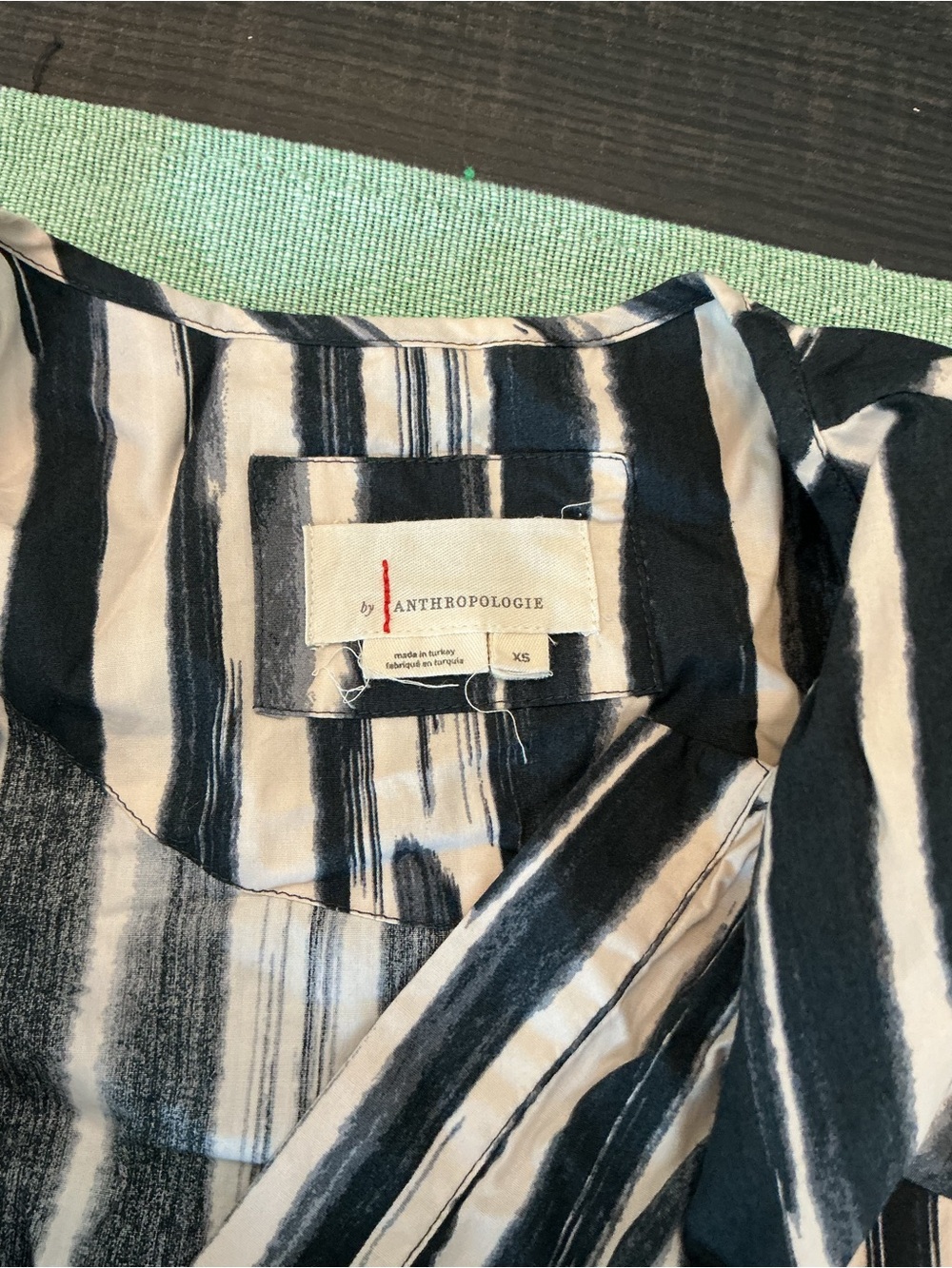 Anthropologie XS Black White Stripe Maxi Dress Cotton Pockets - Picture 2 of 13